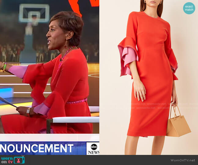 WornOnTV: Robin’s red and pink two-tone bell sleeve dress on Good ...