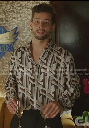 Sam's geometric print shirt on Dynasty