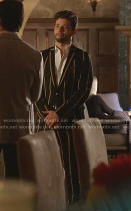 Sam’s black and yellow striped suit on Dynasty