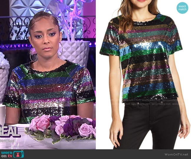 Saturday Night Sequin Top by Sanctuary worn by Amanda Seales on The Real