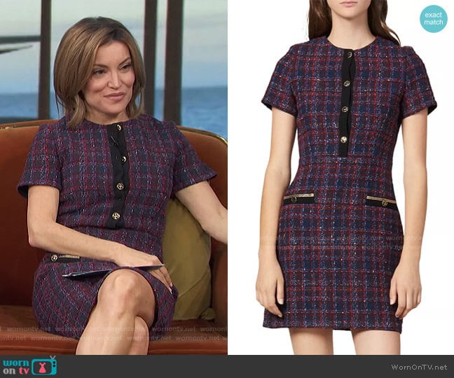 Chela Tweed Mini Dress by Sandro worn by Kit Hoover on Access Hollywood