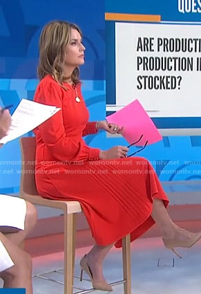 Savannah’s red pleated dress on Today