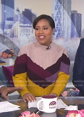 Sheinelle’s colorblock ribbed sweater on Today