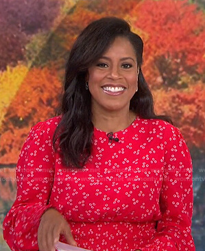 Sheinelle’s red printed smocked dress on Today