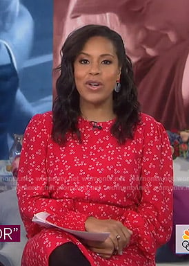 Sheinelle’s red printed smocked dress on Today