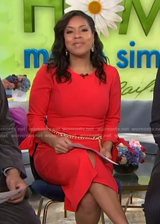 Sheinelle’s red tie-sleeve dress on Today