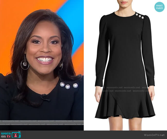 WornOnTV: Sheinelle’s black dress with pearl buttons on Today ...