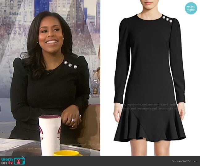 WornOnTV: Sheinelle’s black dress with pearl buttons on Today ...