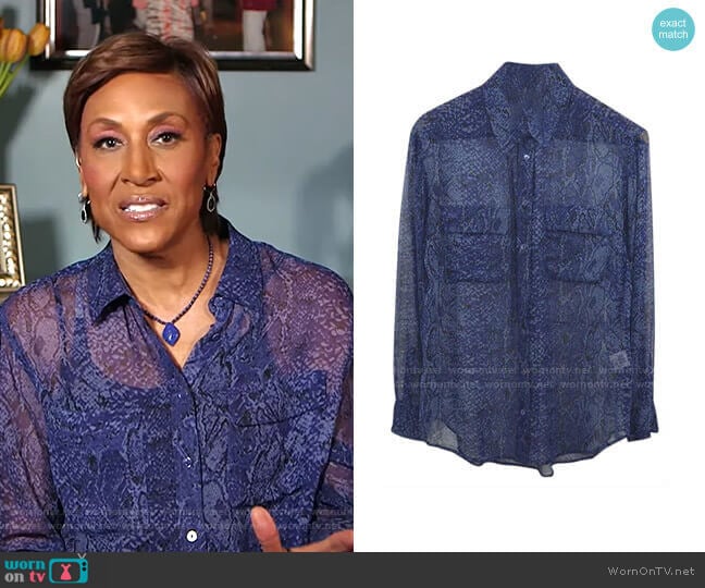 Snakeskin Print Shirt by Equipment worn by Robin Roberts on Good Morning America