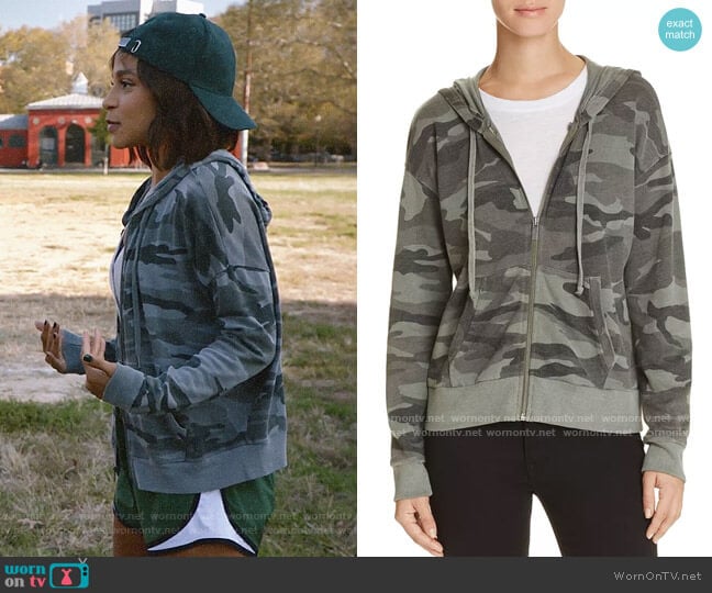 Splendid Camo Hoodie worn by Edie Palmer (Megalyn Echikunwoke) on Almost Family