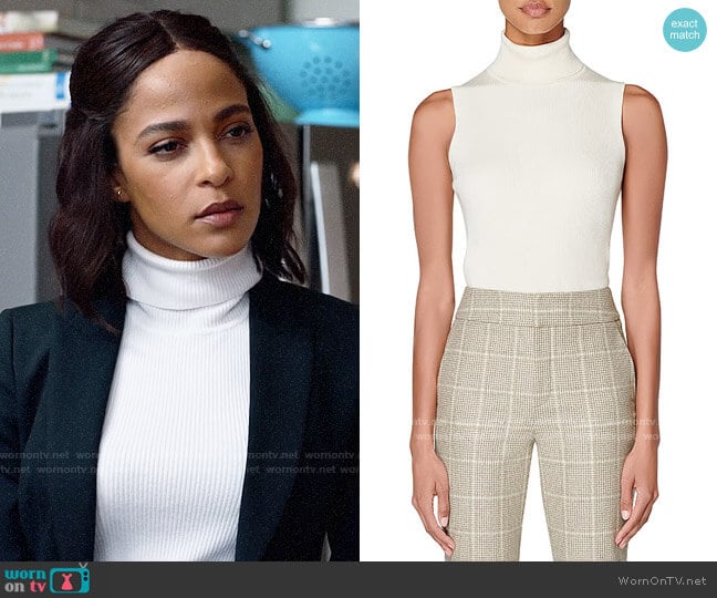 Suistudio Haze Sleeveless Ribbed Turtleneck worn by Edie Palmer (Megalyn Echikunwoke) on Almost Family