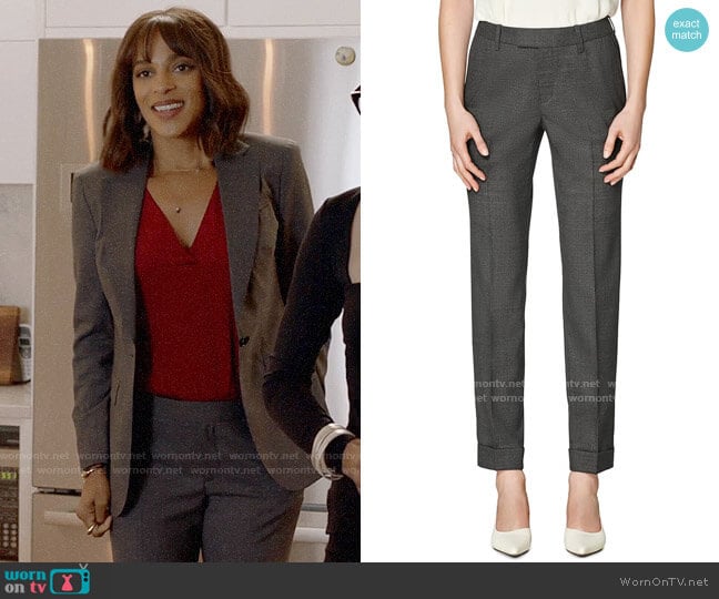 Suistudio Robin Cuff Wool Trousers worn by Edie Palmer (Megalyn Echikunwoke) on Almost Family