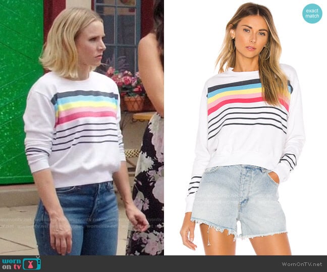 Sundry Crop Blouson Sweatshirt worn by Eleanor Shellstrop (Kristen Bell) on The Good Place