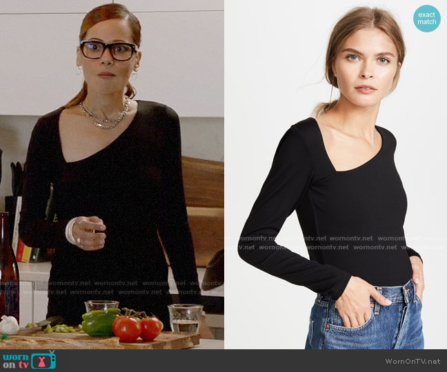 Susana Monaco Laurene Diagonal Neck Top worn by Amanda Doherty (Victoria Cartagena) on Almost Family