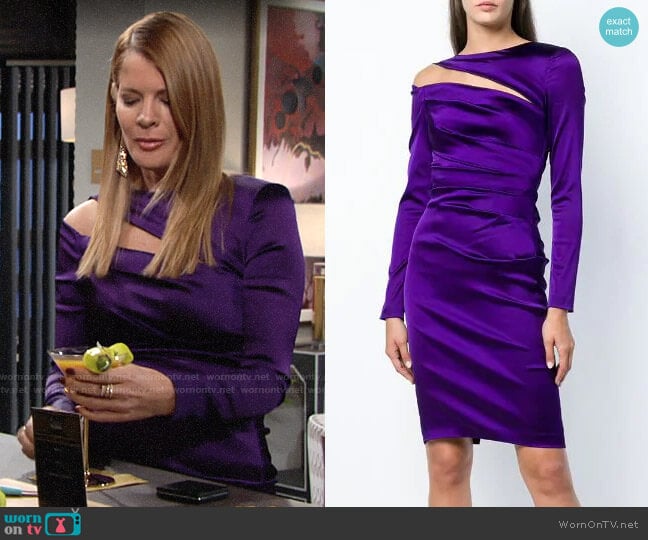 Talbot Runhof Cut-out Detail Wrap Dress worn by Phyllis Summers (Michelle Stafford) on The Young and the Restless