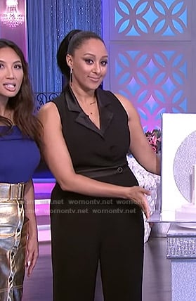 Tamera's black sleeveless jumpsuit on The Real