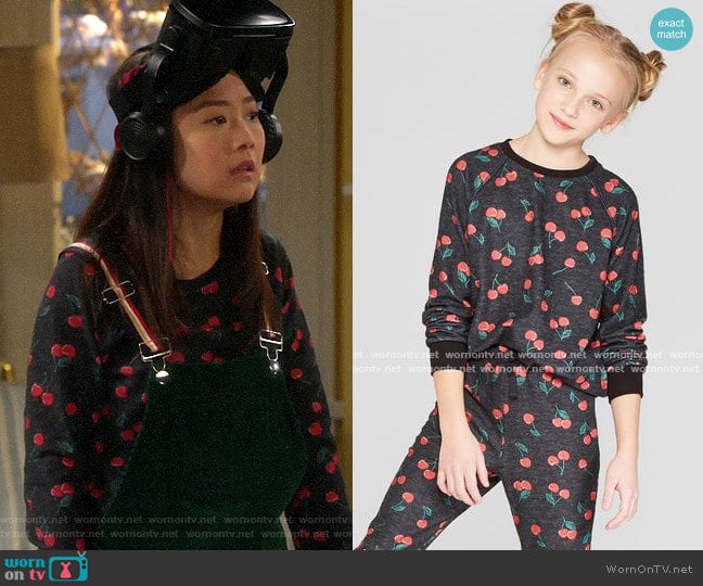 Target Art Class Cherry Sweatshirt worn by Jen (Krista Marie Yu) on Last Man Standing