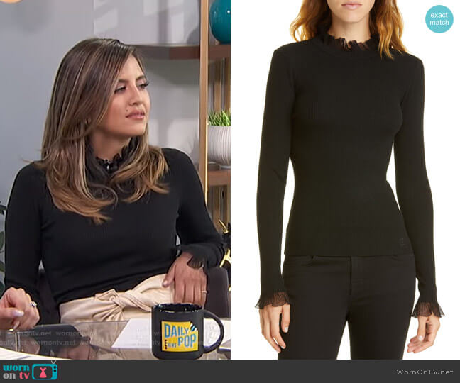 Frill Trim Sweater by Ted Baker worn by Erin Lim on E! News