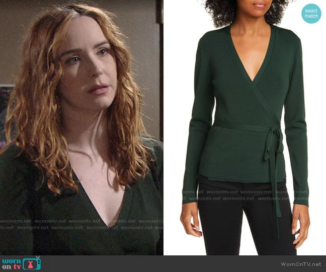 Ted Baker Gworji Long Sleeve Wrap Sweater worn by Mariah Copeland (Camryn Grimes) on The Young and the Restless