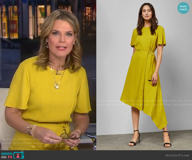 WornOnTV: Savannah’s yelllow wrap belted dress on Today | Savannah ...