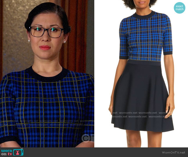 Ted Baker Nilar Check Skater Dress worn by Sherri Kansky (Ruthie Ann Miles) on All Rise