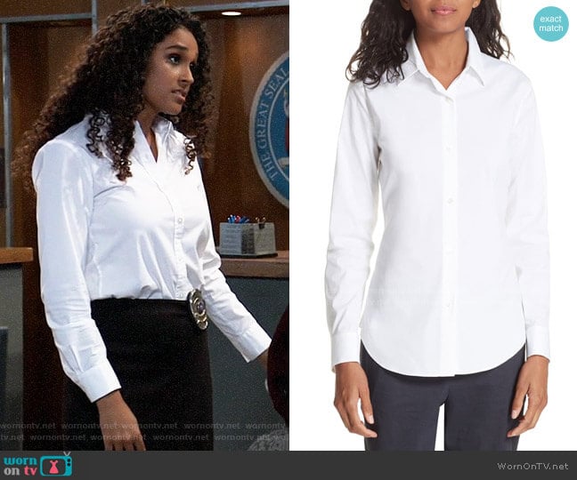 Theory Tenia Shirt worn by Jordan Ashford (Briana Nicole Henry) on General Hospital