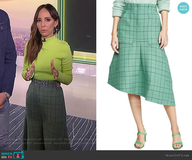 WornOnTV: Lilliana’s yellow mock neck top and green checked skirt on E ...