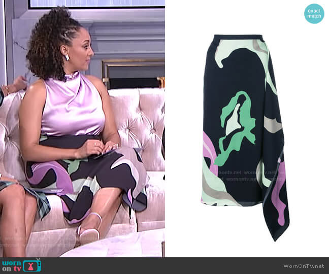 Ant Farm Print Asymmetric Skirt by Tibi worn by Tamera Mowry on The Real