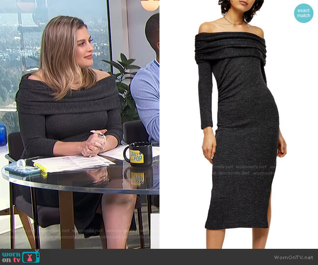 Off The Shoulder Midi Sweater Dress by Topshop worn by Carissa Loethen Culiner on E! News