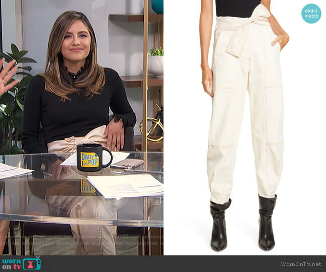 Storm Tie Waist Tapered Jeans by Ulla Johnson worn by Erin Lim on E! News