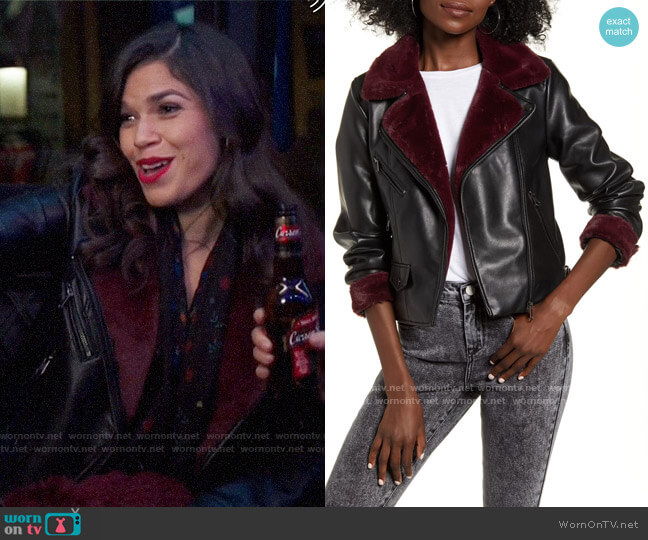 WornOnTV: Amy’s leather jacket with red fur on Superstore | America ...