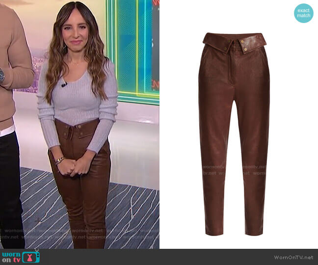 Minerva Leather Pants by Veronica Beard worn by Lilliana Vazquez on E! News