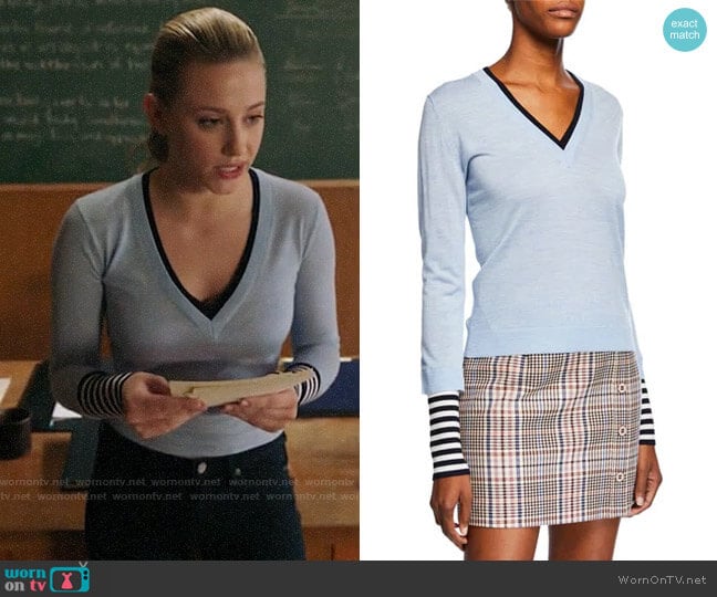 Veronica Beard Avory Sweater worn by Betty Cooper (Lili Reinhart) on Riverdale