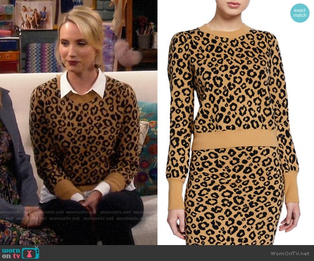 Veronica Beard Penny Leopard Sweater worn by Mandy Baxter (Molly McCook) on Last Man Standing