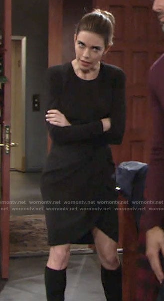 Victoria’s black long sleeved dress on The Young and the Restless