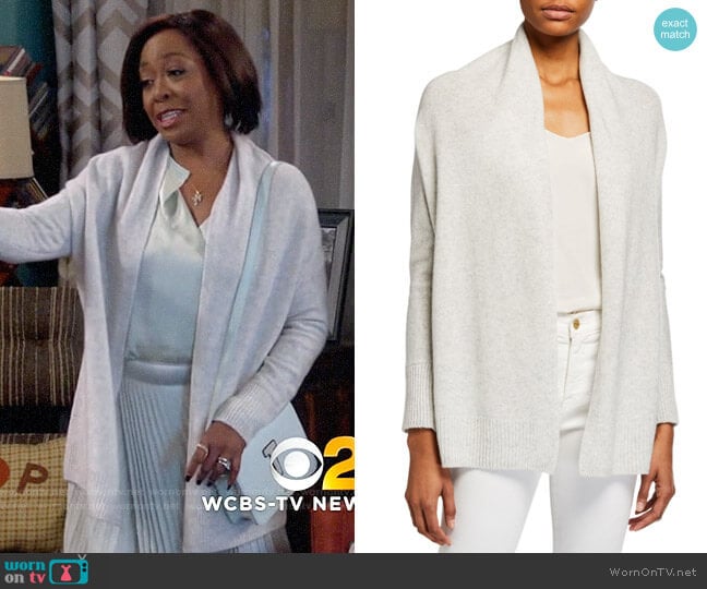 Vince Drape Front Wrapped Cardigan worn by Tina Butler (Tichina Arnold) on The Neighborhood