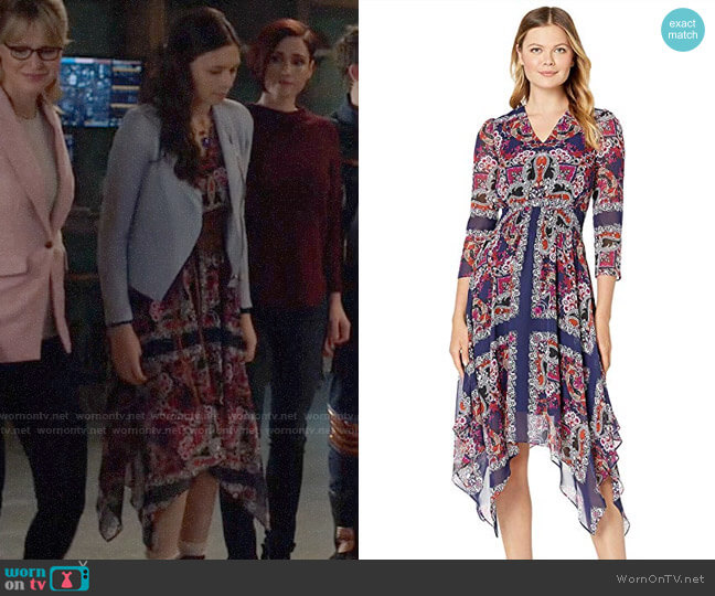 Vince Camuto Scarf-print Handkerchief-hem Dress worn by Nia Nal (Nicole Maines) on Supergirl