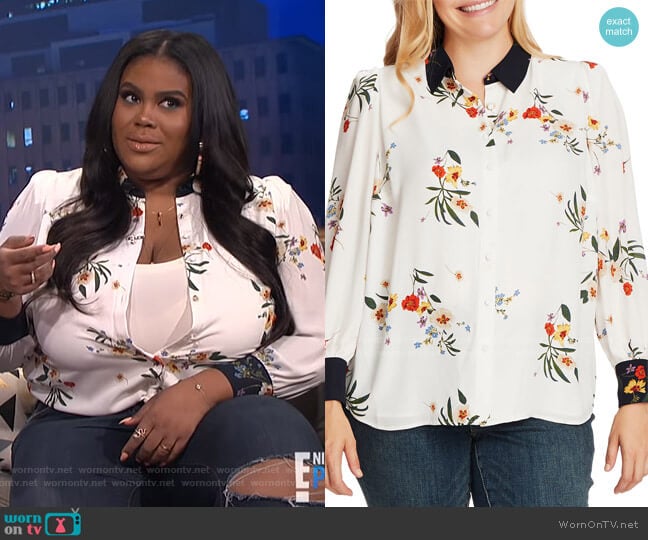 Surreal Garden Button Up Shirt by Vince Camuto worn by Nina Parker on E! News