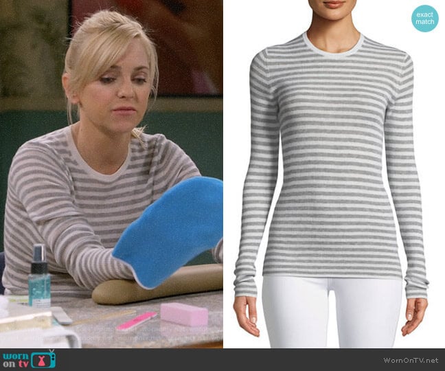 Vince Cashmere Striped Ribbed Long-Sleeve Tee worn by Christy Plunkett (Anna Faris) on Mom