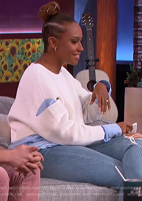 Ryan Bathe’s white layered sweater on The Kelly Clarkson Show