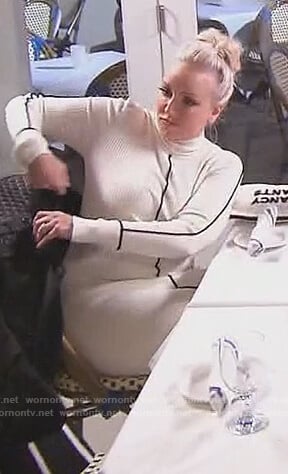 Margaret’s white ribbed turtleneck dress on The Real Housewives of New Jersey