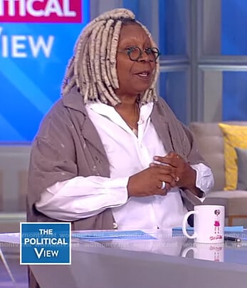 Whoopie's distressed denim coat on The View