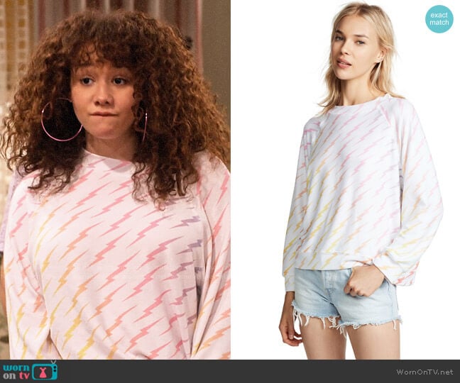 Wildfox Bolt Gradient Sommers Sweater worn by Jade (Talia Jackson) on Family Reunion