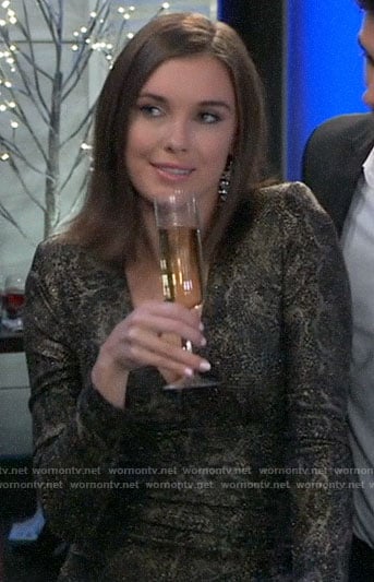 Willow’s metallic long sleeve dress on General Hospital