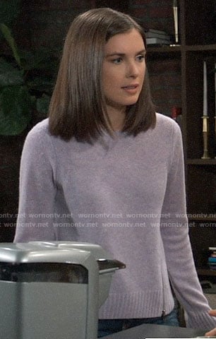 Willow’s purple side zip sweater on General Hospital