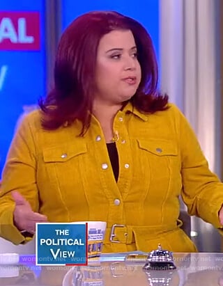 Ana’s yellow coruroy belted jacket on The View