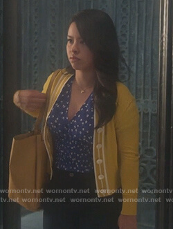 Mariana's blue floral smocked top on Good Trouble