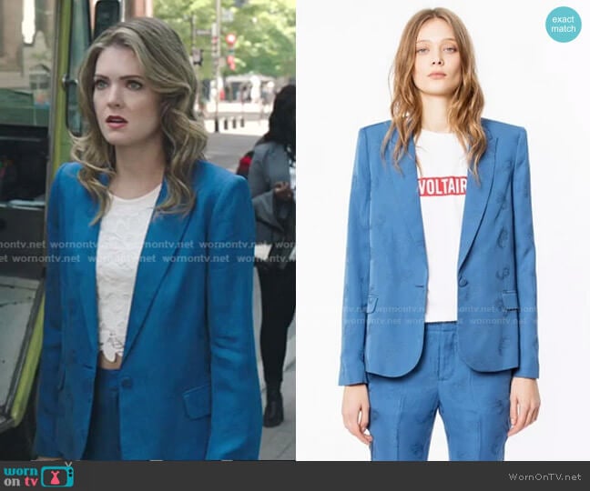 Jacquard Jacket by Zadig & Voltaire worn by Sutton (Meghann Fahy) on The Bold Type