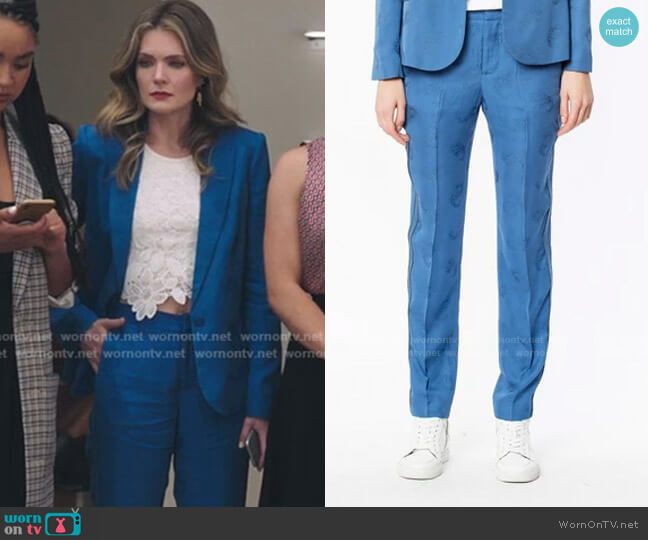 Jacquard Pants by Zadig & Voltaire worn by Sutton (Meghann Fahy) on The Bold Type