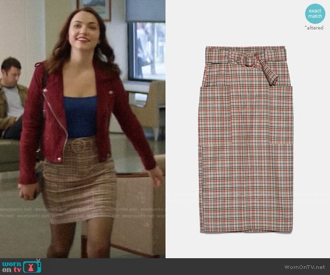 Zara Belted Plaid Skirt worn by Cara Bloom (Violett Beane) on God Friended Me